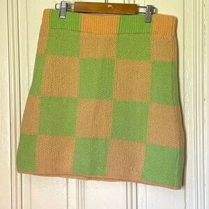 Stine Goya pastel checkered sweater skirt. Size L